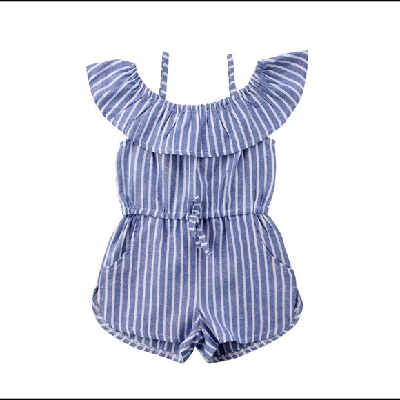 Kids Baby Girl Off The Shoulder Jumpsuit Romper - Picture 6 of 6